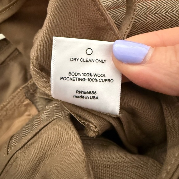 NWT ROARI Ronnie Trouser Pants in Camel Herringbone Brown Wool Cargo Size 2 - Picture 13 of 13